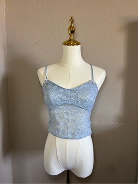 Ina Light Blue Lace Cami Crop Top